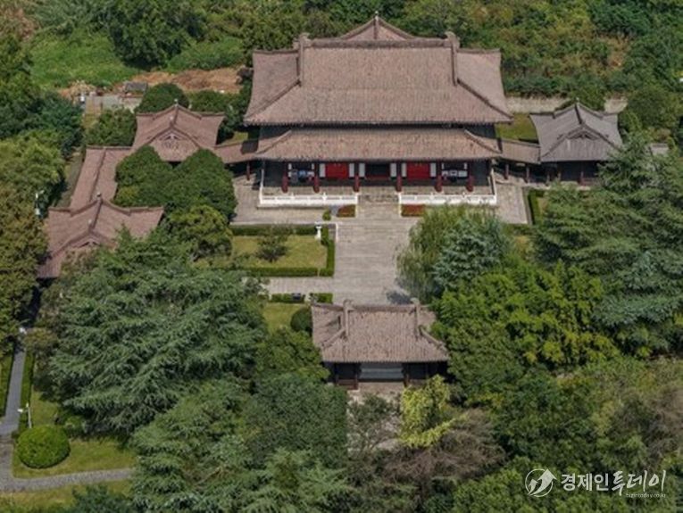 지난 13일 중국 양저우(揚州)시에 위치한 '최치원 기념관'을 드론으로 담았다. (사진/신화통신)